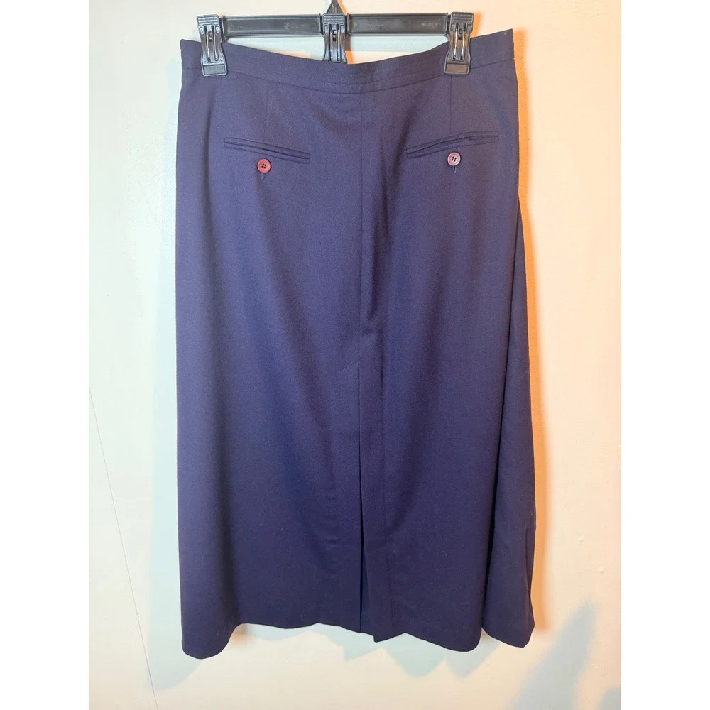 Talbots Womens Navy Blue Italian Stretch Wool Blend Midi Pencil Skirt Size 14 - Picture 8 of 9